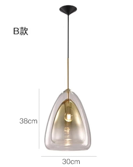 DecorBites™ Gradient Glass Pendant Lamps: Luxury LED Chandeliers for Bedroom and Restaurant