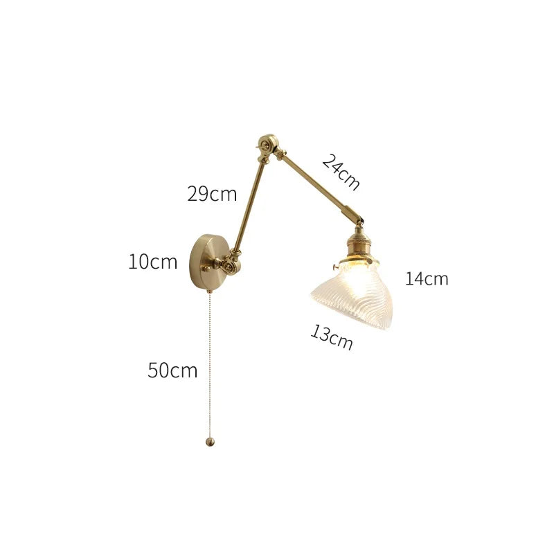 DecorBites™ Glass Shade LED Wall Light with Pull Chain Switch - Plug-In Bedroom Lamp