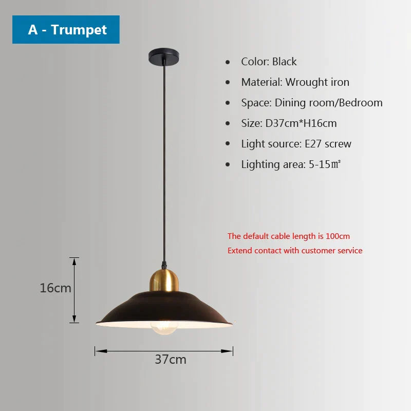 DecorBites™ Iron Industrial Chandeliers, Nordic Pendant Light for Home, Retro Loft Hanging Lamps