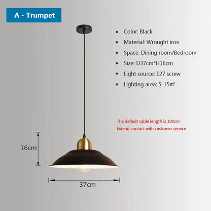 DecorBites™ Iron Industrial Chandeliers, Nordic Pendant Light for Home, Retro Loft Hanging Lamps