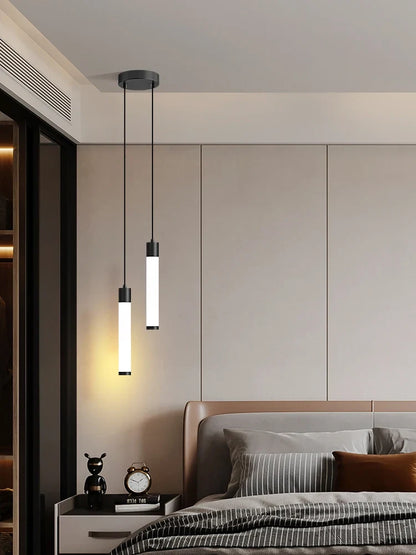 Minimalist White Linear Pendant Light In Aluminum