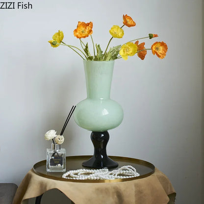 DecorBites™ Goblet Glass Vase for Desk Decoration with Artificial Flowers