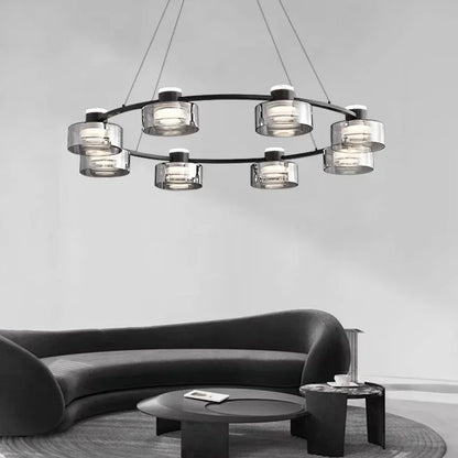 DecorBites™ Glass LED Chandelier: Modern Minimalist Copper Pendant Light for Living Room & Bedroom