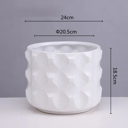 DecorBites™ Gold Ceramic Flower Pot Geometry Vase for Succulents and Floral Arrangements