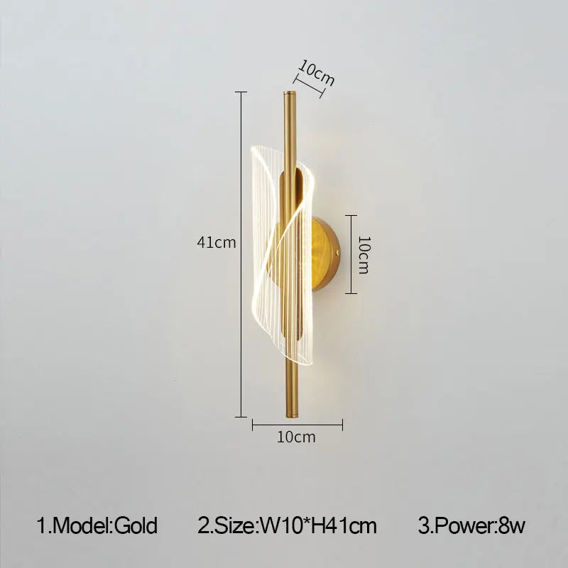 Decorbites™ Gold Schwarz LED Wandleuchte für Schlafzimmer Wohnzimmer Gang Flur