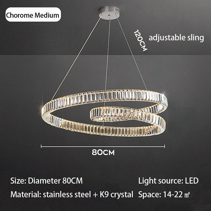 DecorBites™ Crystal Chandelier LED Light Fixture - Modern Luxury Hanging Lamp