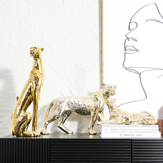 DecorBites™ Leopard Resin Sculpture - Home Decor Handicrafts & Animal Figurine