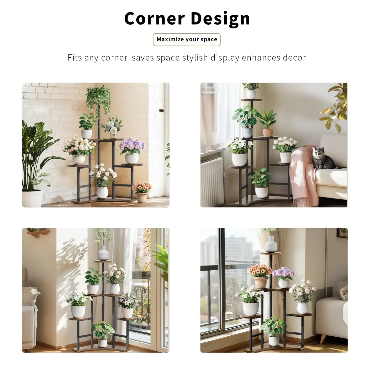Soporte de plantas de esquina de 6 niveles Decorbites™ - Estante de exhibición ahorrador de espacio