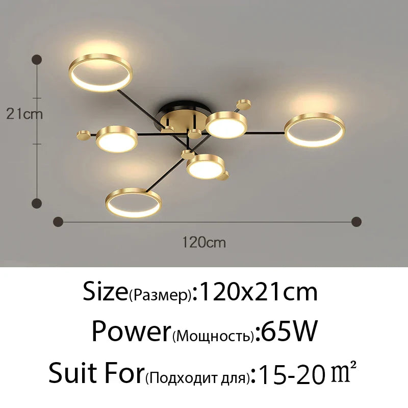 DecorBites™ Gold Frame LED Chandelier: Modern Lighting for Living Room, Bedroom - Indoor Fixture & Lustres