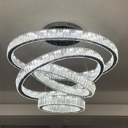 DecorBites™ Crystal Ring LED Chandelier: Luxury Modern Ceiling Lighting for Stair, Dining, Bedroom.
