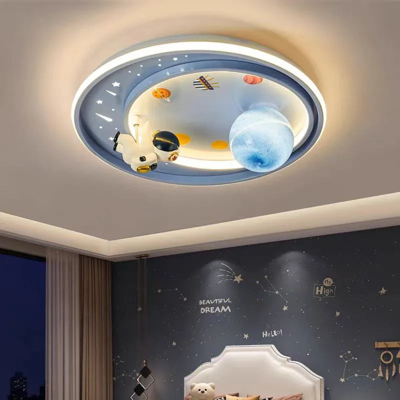 Decorbites™ Kinder-Mond-Astronaut-LED-Deckenleuchte für Augenschutz im Blau-Pink-Karton-Design