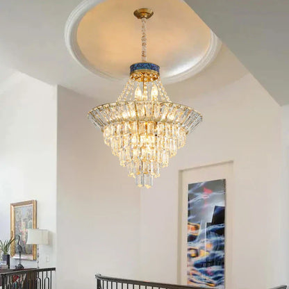 DecorBites™ Crystal Duplex Chandelier: Modern & Elegant for Hotels, Villas, & Living Spaces