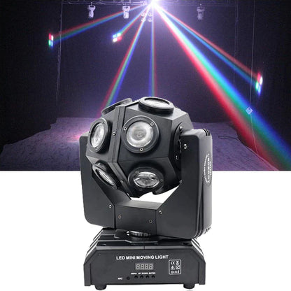 DecorBites™ 12x10W RGBW Unlimited Rotate DJ LED Moving Head Light - حفلات الديسكو، البار، الملهى الليلي