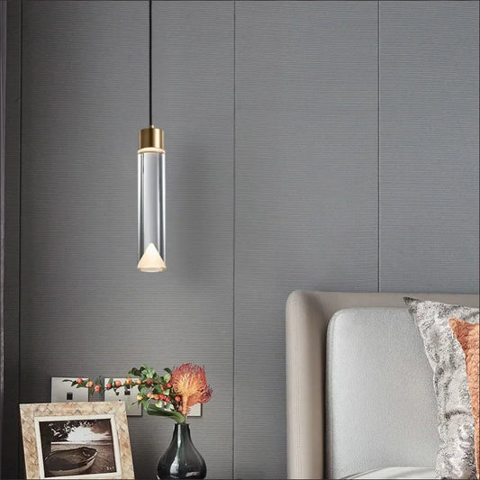 DecorBites™ Clear Crystal Copper Pendant Light for Dining, Kitchen, Bedroom - Adjustable G4 Bulb