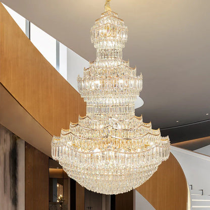 DecorBites™ Crystal Chandelier: European Villa Lobby Staircase Long Chandelier