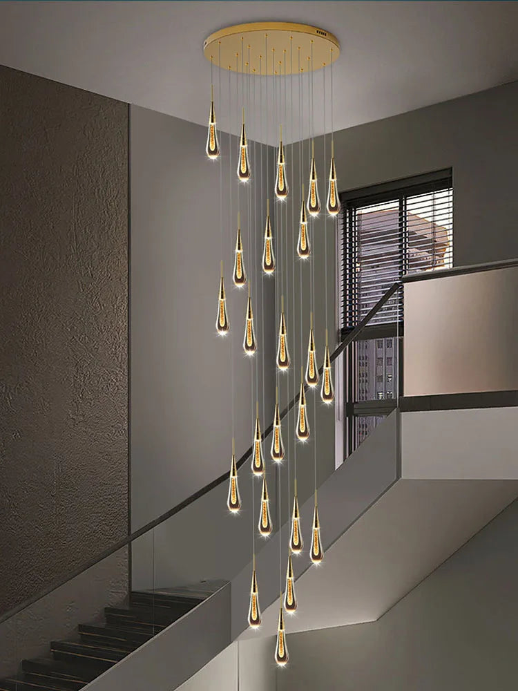 DecorBites™ Crystal Pendant Chandelier for High Ceilings