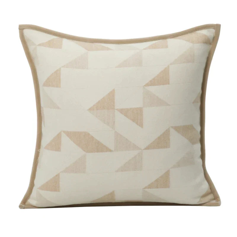 Funda de cojín DecorBites™ geométrica de piel marrón con diseño de empalme, 45x45 cm, funda de cojín cuadrada de lujo