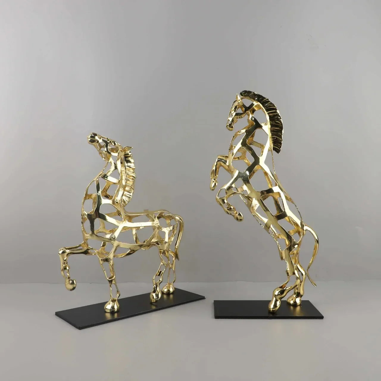DecorBites™ Golden Horse Metal Sculpture: Elegant Home Decor Figurine