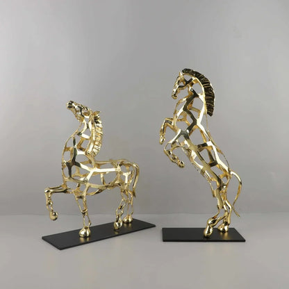 DecorBites™ Golden Horse Metal Sculpture: Elegant Home Decor Figurine
