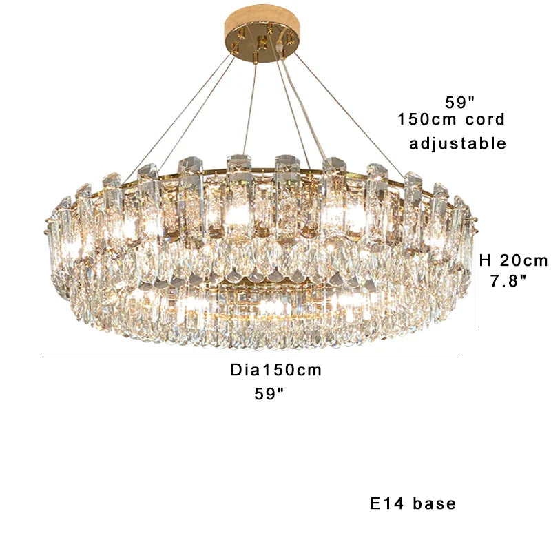 DecorBites™ Clear Crystal Oval Chandelier | Luxury Dining Room Light | Height Adjustable Hanglamp