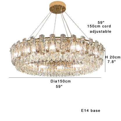 DecorBites™ Clear Crystal Oval Chandelier | Luxury Dining Room Light | Height Adjustable Hanglamp