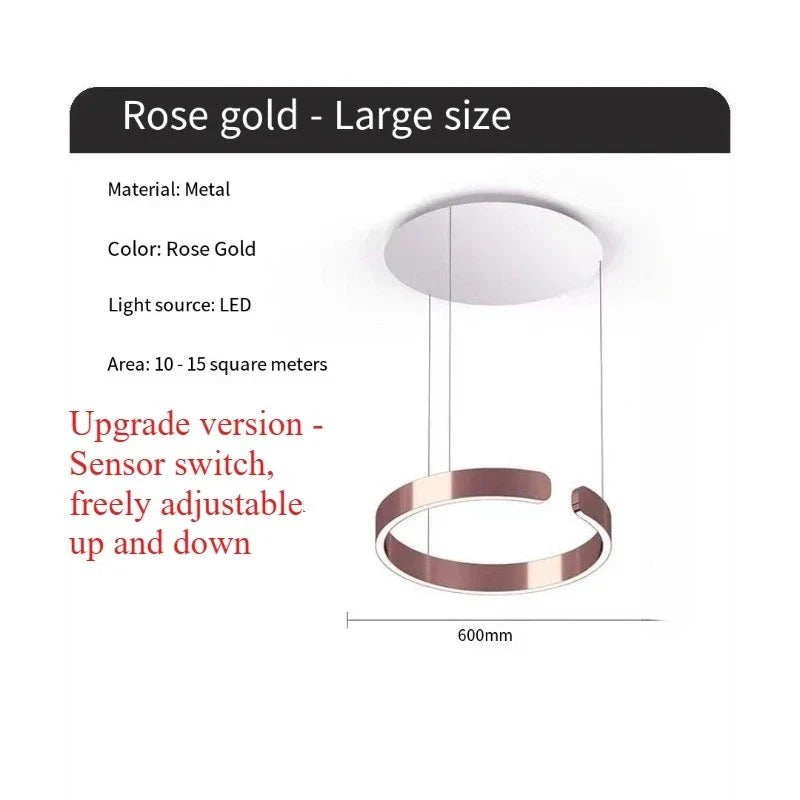 Modern Ring LED Pendant Light in Black or White