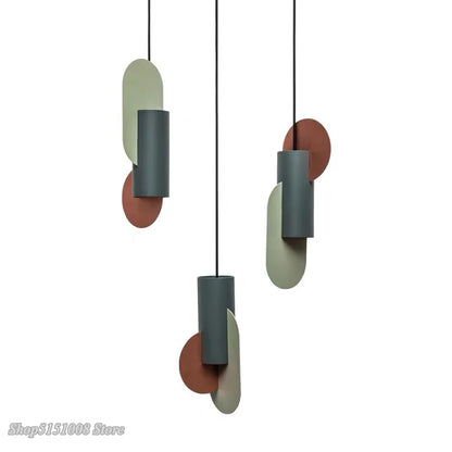 DecorBites™ Green Cylindrical LED Pendant Light - Nordic Modern Single Head Hanging Lamp