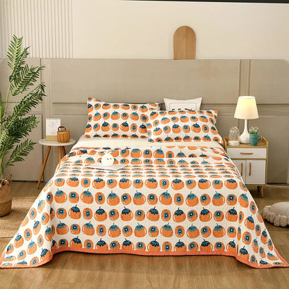 طقم غطاء سرير مزدوج من القطن من DecorBites™ بتصميم زهور لديكور سرير منزلي صحي