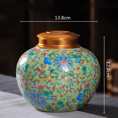 DecorBites™ Enamel Tea Pot Ceramic Storage Jar - Airtight Coffee Container