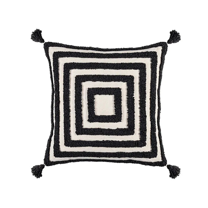 DecorBites™ Boho Geometric Tufted Cushion Cover with Fringe - 45X45/30X50CM
