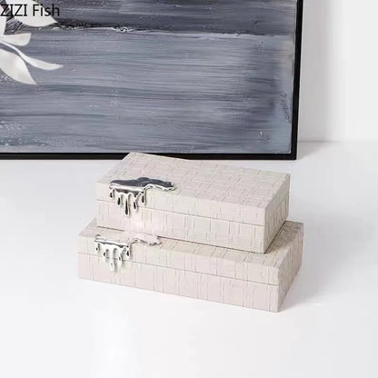 DecorBites™ Gold-plated Woven Leather Jewelry Box: Exquisite Storage Jar for Dresser and Desk