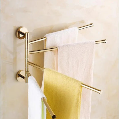 حامل مناشف الحمام من ديكوربايتس™، نحاسي دوار، مثبت على الحائط، ذهبي، 32 سم