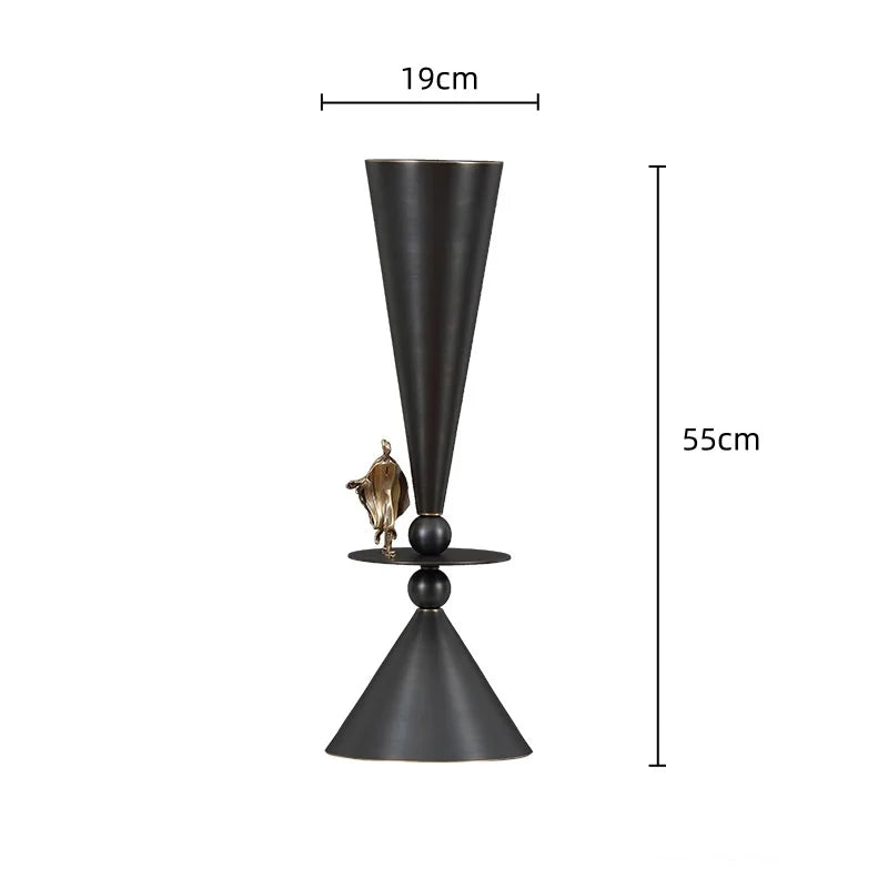 DecorBites™ Bronze Flower Vase: Metal Handicrafts Geometric Art Home Decor Bottle