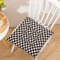 Decobites Checkered Corduroy Seat Cushion, Winter Thick Dining Chair with Strap