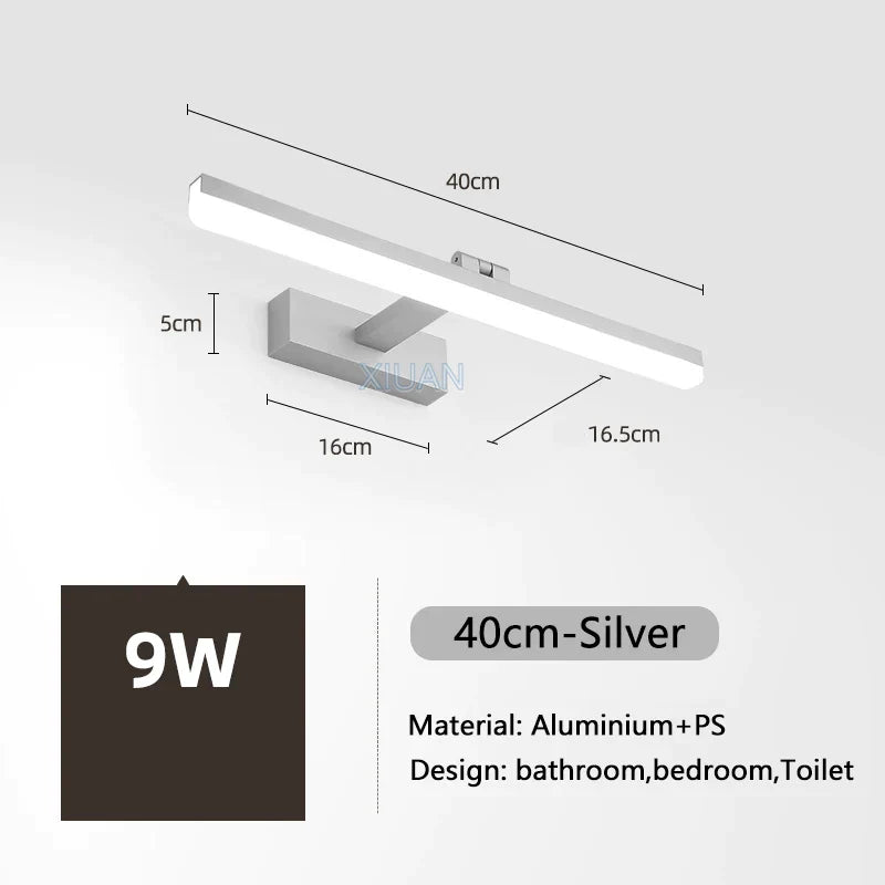 DecorBites™ LED Bathroom Vanity Light Gold Silver Black 40-90cm 220V