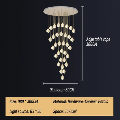 DecorBites™ Ceramic LED Staircase Pendant Light Two-Tone Adjustable for Living, Dining, Bedroom