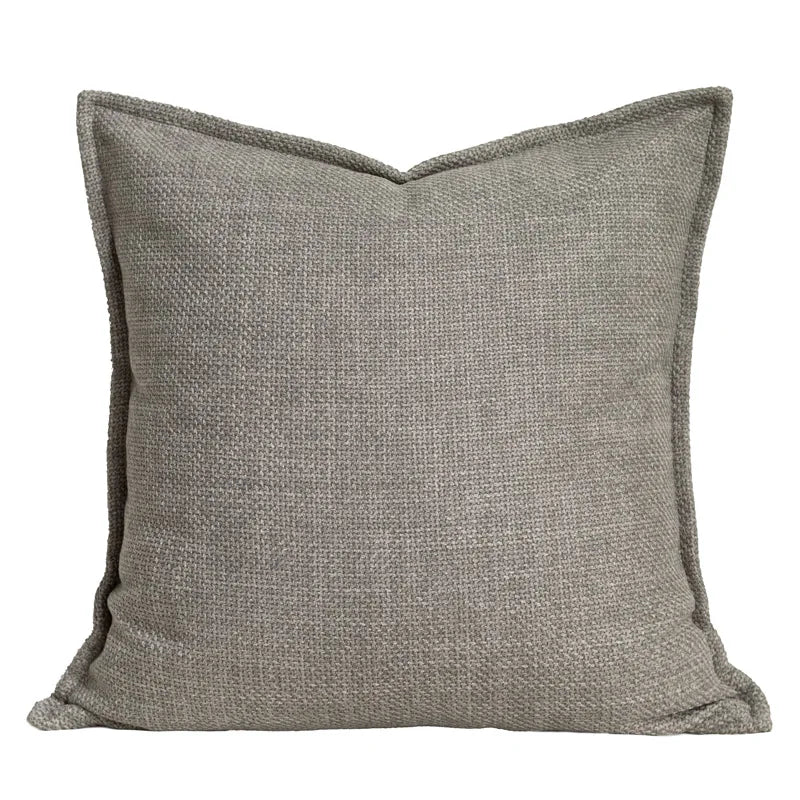 DecorBites™ Cappuccino Tone Geometry Embroidery Luxury Pillowcase 45x45cm Cream Khaki Gray