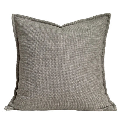 DecorBites™ Cappuccino Tone Geometry Embroidery Luxury Pillowcase 45x45cm Cream Khaki Gray