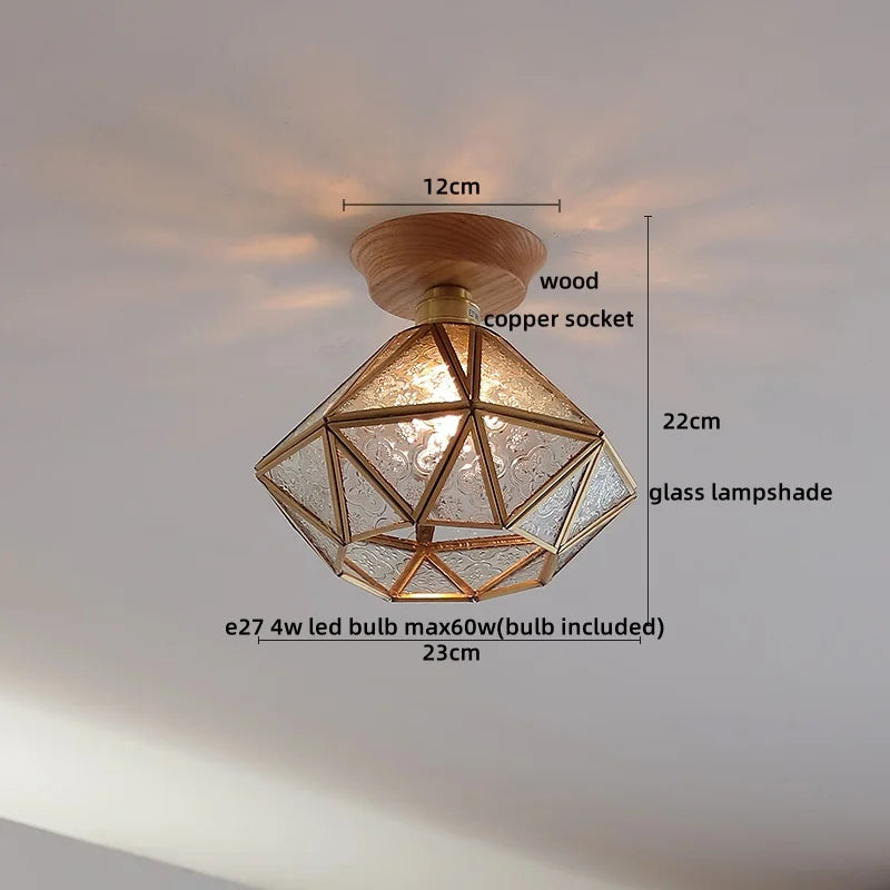 DecorBites™ Glass Wood LED Ceiling Light Modern Ceiling Lamp