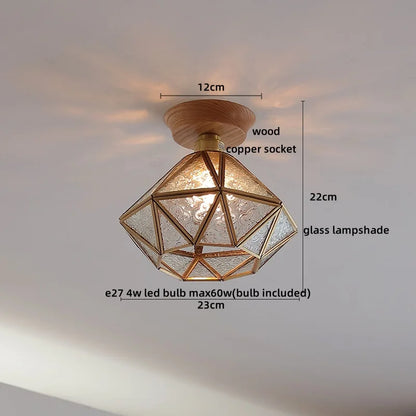 DecorBites™ Glass Wood LED Ceiling Light Modern Ceiling Lamp