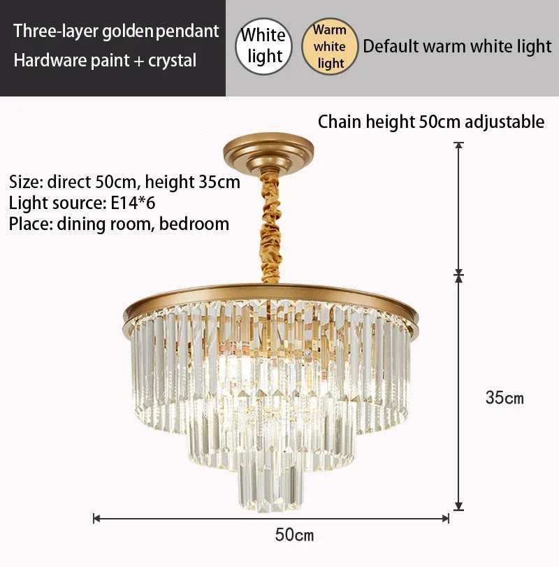 DecorBites™ Crystal Gold Black LED Chandelier - Multi-Storey Modern Round Pendant Lamp