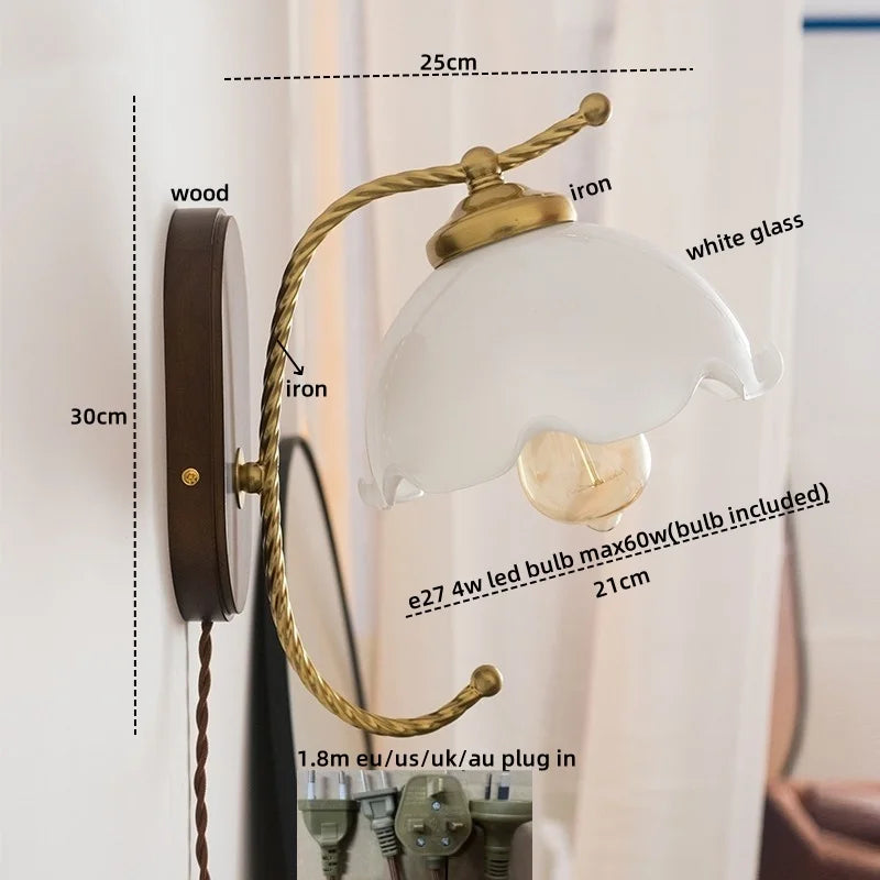 DecorBites™ Iron Glass LED Wall Lights Modern Bedside Lamp 4w Bulb for Bathroom Bedroom Living Room