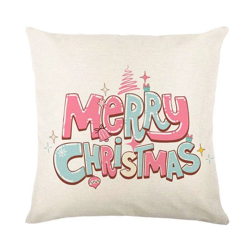 DecorBites™ Christmas Santa Claus Linen Pillowcase - Sofa Cushion Cover, Decorative Living Room Pillow Cover