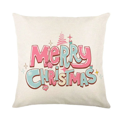 DecorBites™ Christmas Santa Claus Linen Pillowcase - Sofa Cushion Cover, Decorative Living Room Pillow Cover