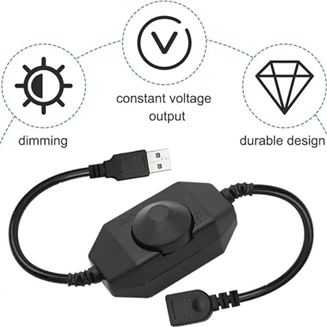 DecorBites™ LED Strip Lights Dimmer Switch USB Cable with Rotary/Touch Controller