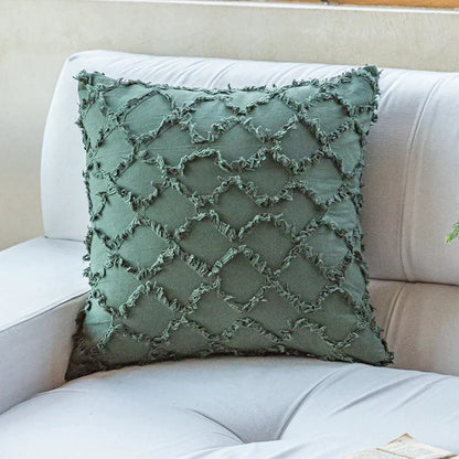 غطاء وسادة قطني من DecorBites™‎ بتصميم ماسي بلون الخردل البرتقالي والبيج لغرفة المعيشة والأريكة والسرير