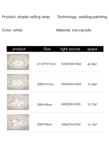 DecorBites™ LED Flower Chandelier White Ceiling Lamp for Bedroom Living Room Decor