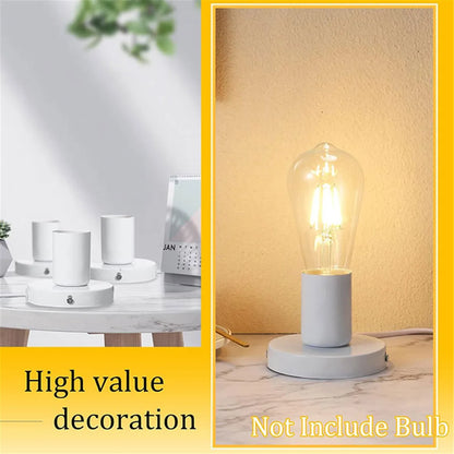 DecorBites™ Industrial White Table Lamp Base with Small Polished Metal Sockets and E26 Holder