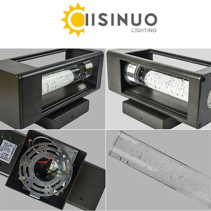 Aplique de pared DecorBites™ de cristal con burbujas, LED de 11 W, para exteriores, IP65, para jardín.