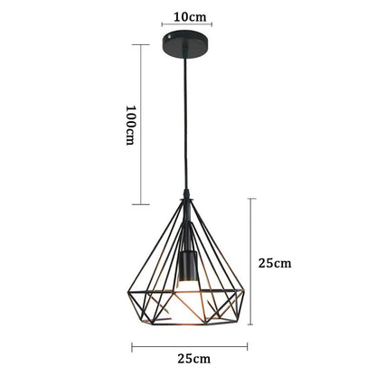 DecorBites™ Industrial Iron Cage Pyramid Pendant Lamp for Kitchen Bedroom Living Room
